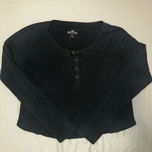 Hollister Women's Black Long Sleeve Henley